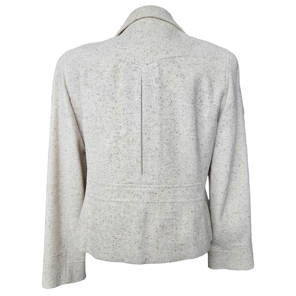 Sevil asymmetrical woolen oatmeal bomber jacket blazer fully lined size 10 - Picture 2 of 16
